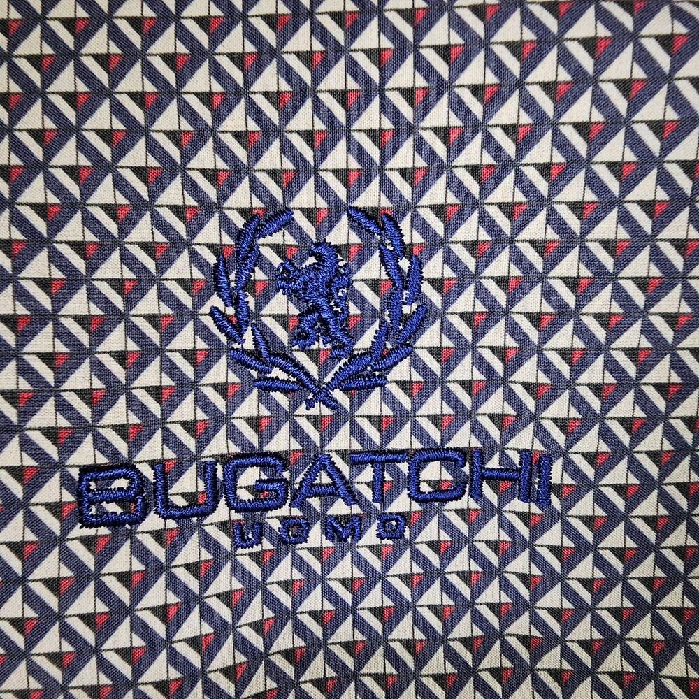 Bugatchi Mini Print Collared Button Up Blue Red C… - image 5